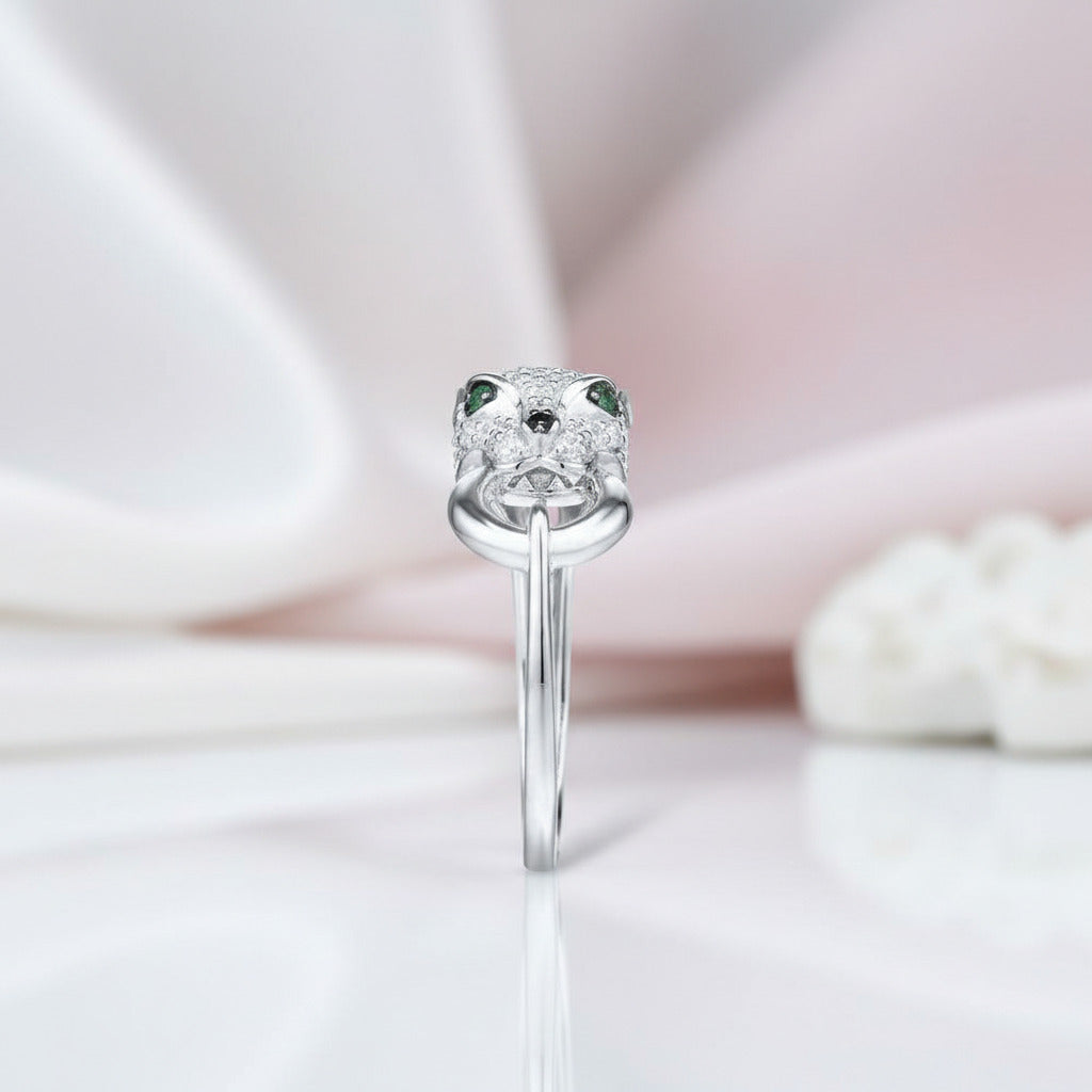 Green Spinel & Diamond Leopard Panther Ring-Black Diamonds New York