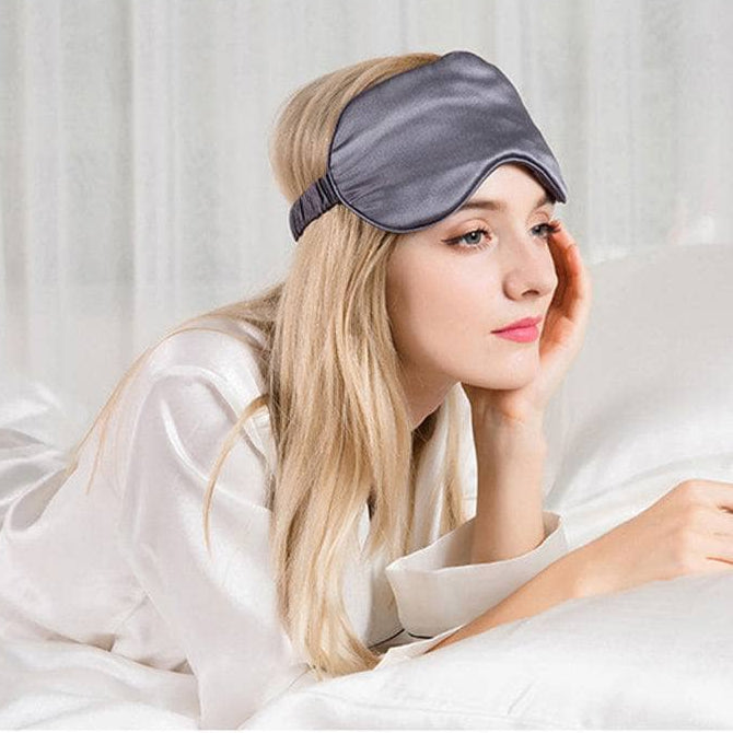 Grey Silk Sleep Mask & Face Mask Luxe Gift Set-Black Diamonds New York