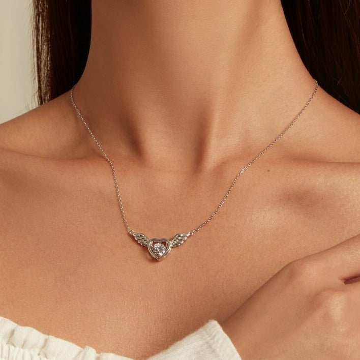 Guardian Angel's Wings Heart Necklace-Black Diamonds New York