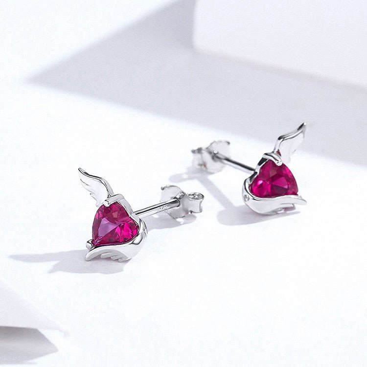 Guardian Wings Pink Heart Diamond Jewelry Set