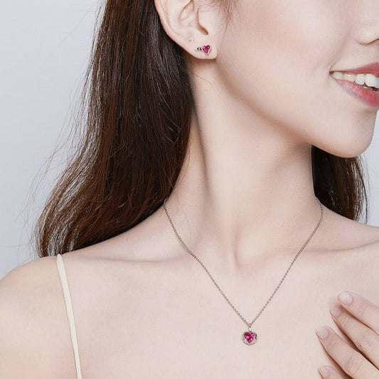 Guardian Wings Pink Heart Diamond Jewelry Set-Black Diamonds New York
