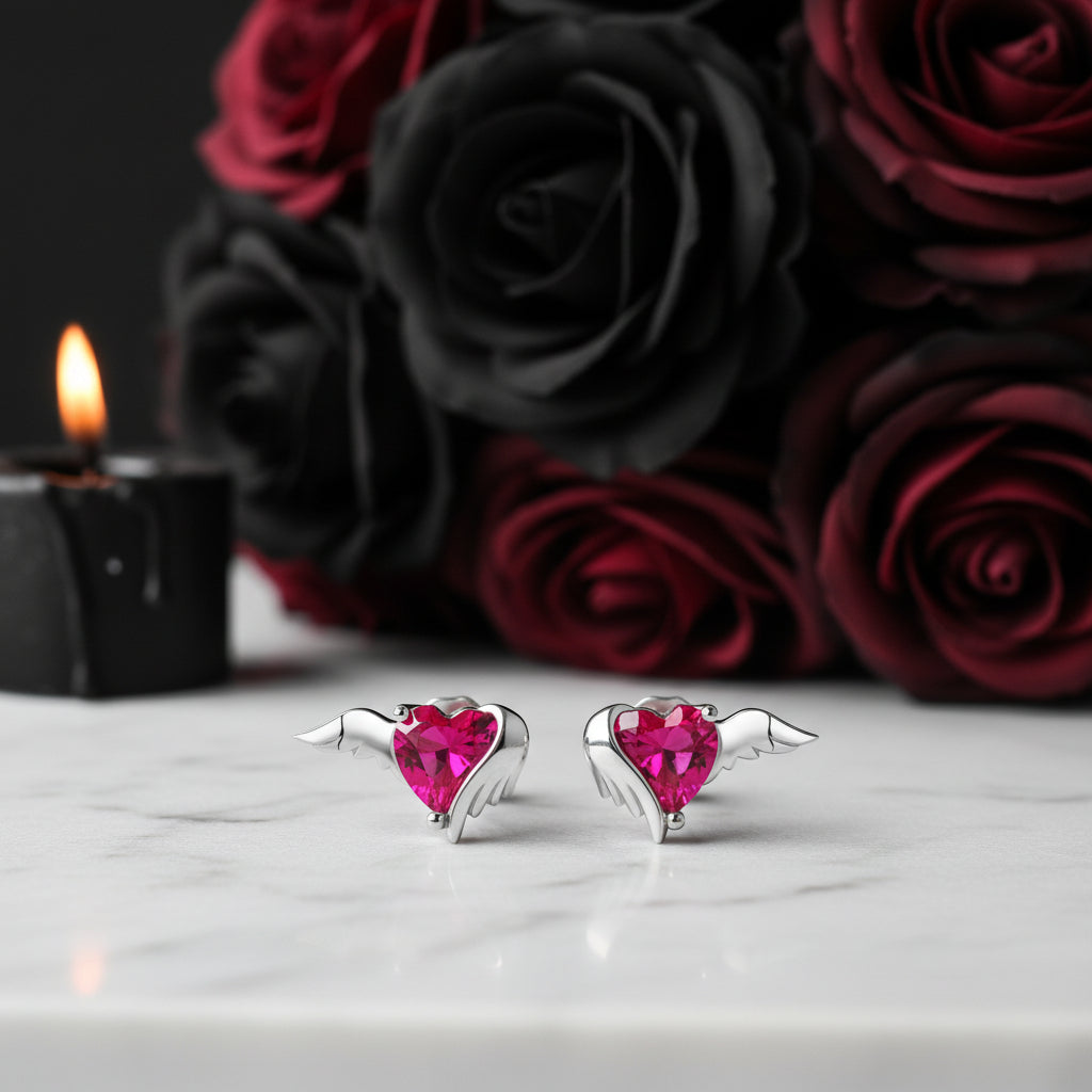 Guardian Wings Pink Heart Diamond Option Jewelry Set-Black Diamonds New York