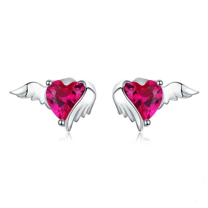 Guardian Wings Pink Heart Diamond Jewelry Set