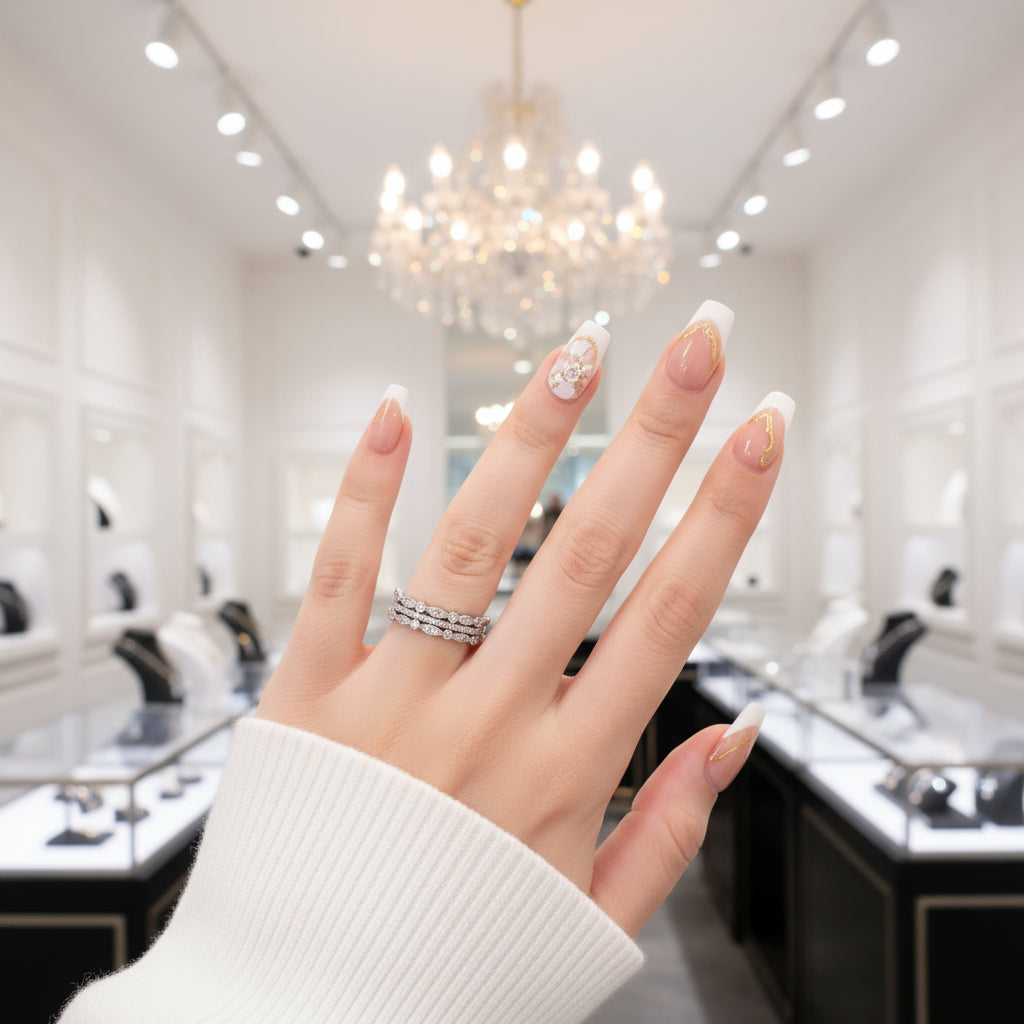 Half Eternity 3PC Stacking Wedding Band Set-Black Diamonds New York