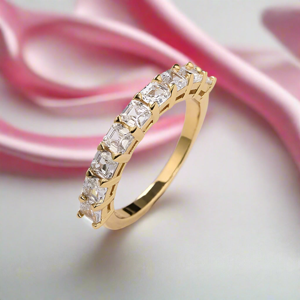 Half Eternity Asscher Cut Ring Band-Black Diamonds New York