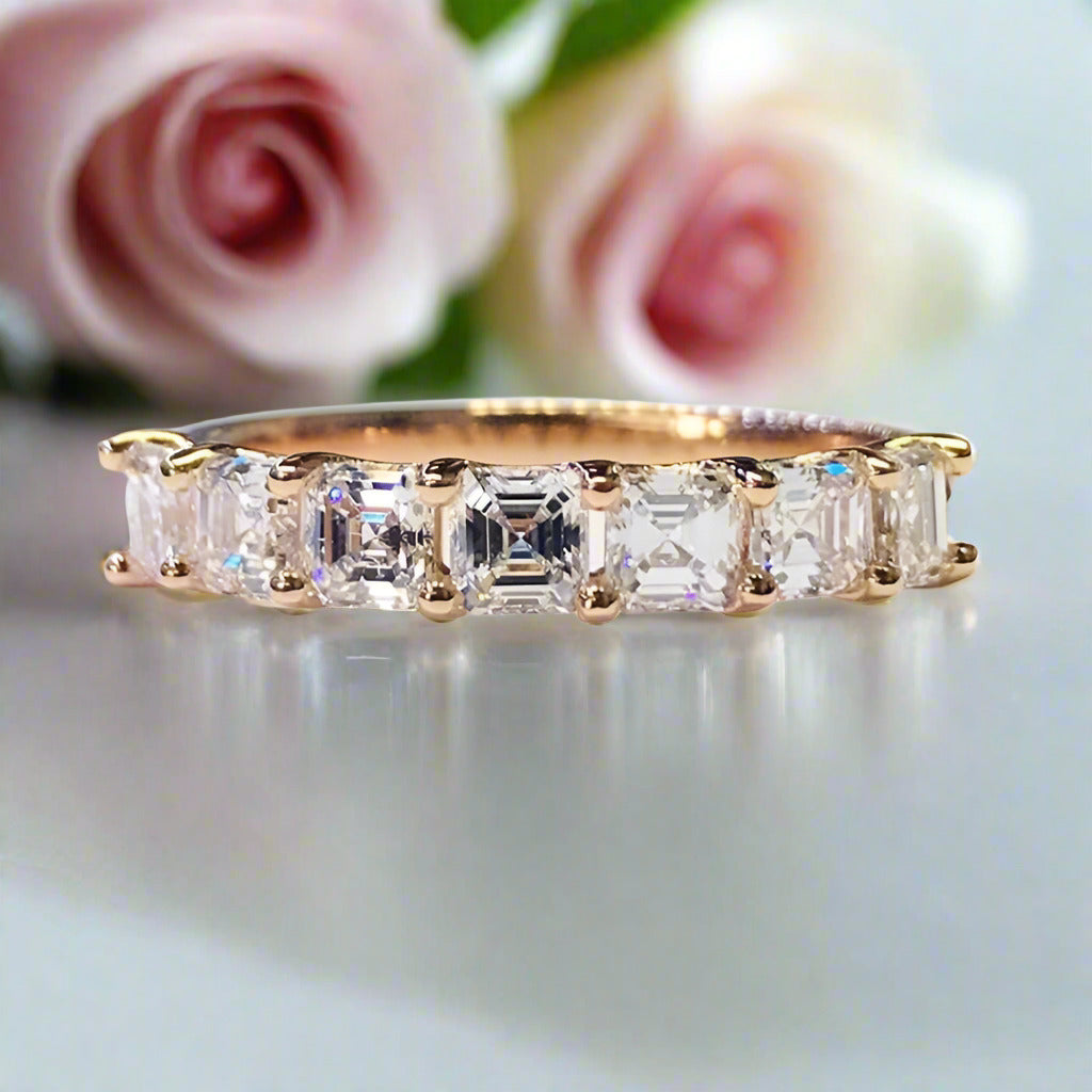 Half Eternity Asscher Cut Ring Band-Black Diamonds New York