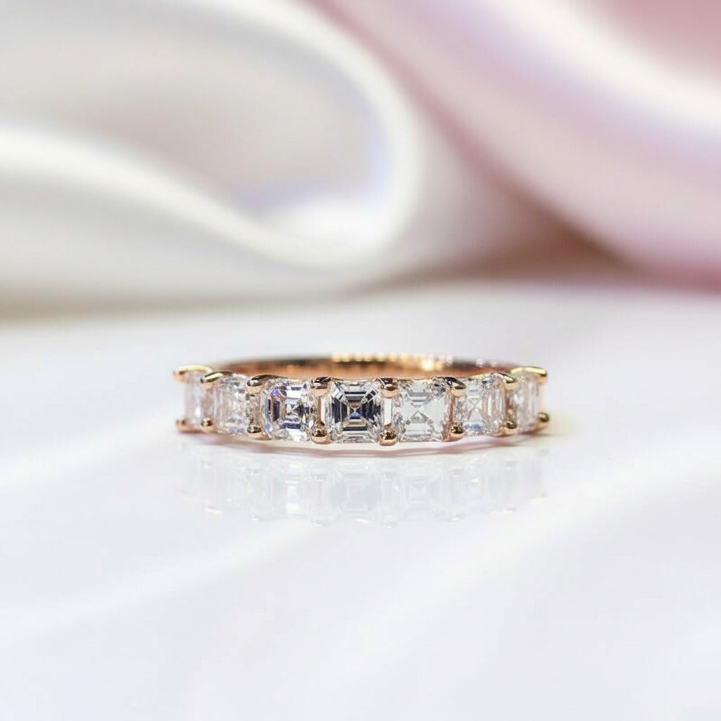 Half Eternity Asscher Cut Ring Band-Black Diamonds New York