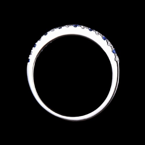 Half Eternity Blue And White Sapphire Wedding Band - Black Diamonds New York