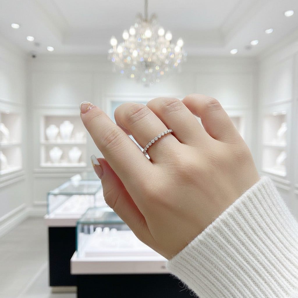 Half Eternity Diamond Option Bubble Ring Band-Black Diamonds New York