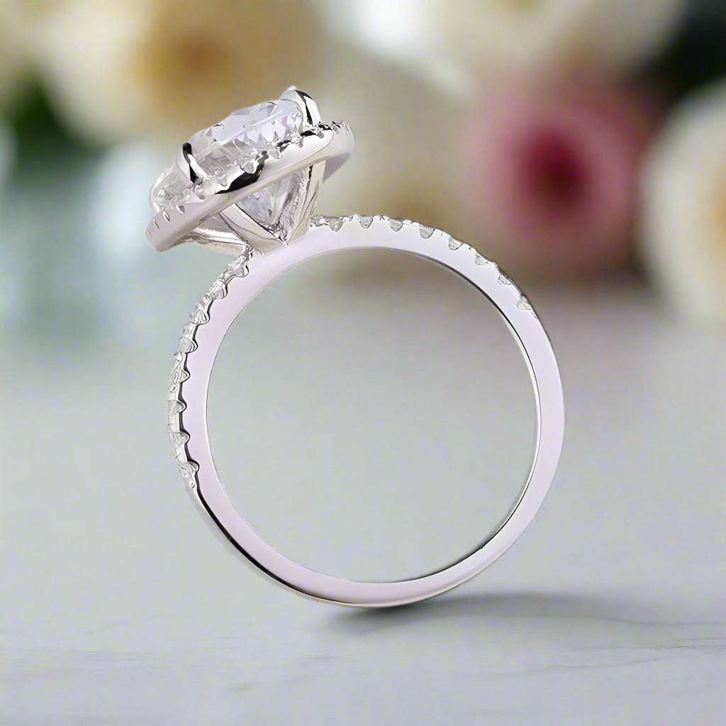 Halo Oval Cut Diamond Wedding Ring Set-Black Diamonds New York