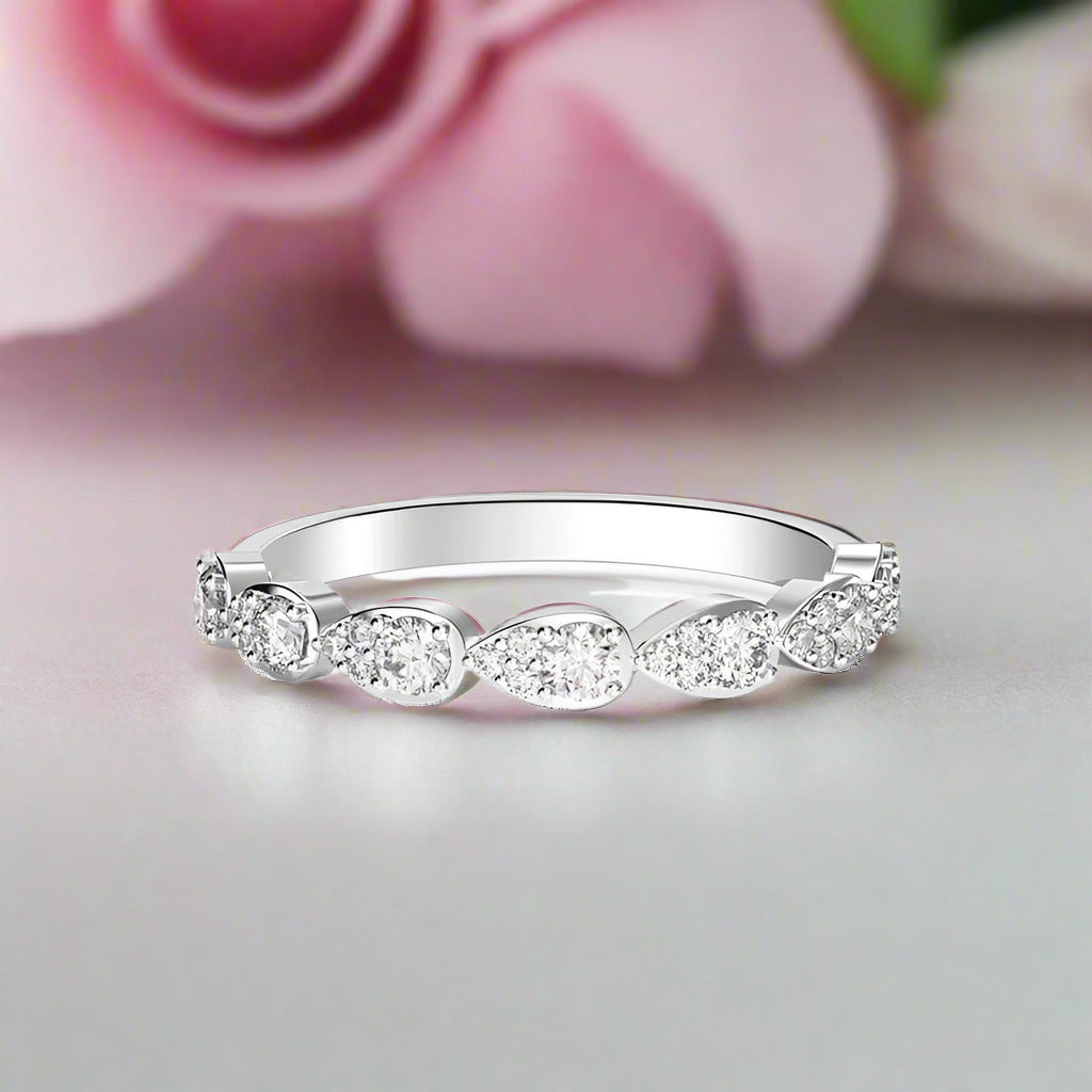 Halo Pear Cut 3ct Morganite Ring Set 3pcs In White Gold-Black Diamonds New York