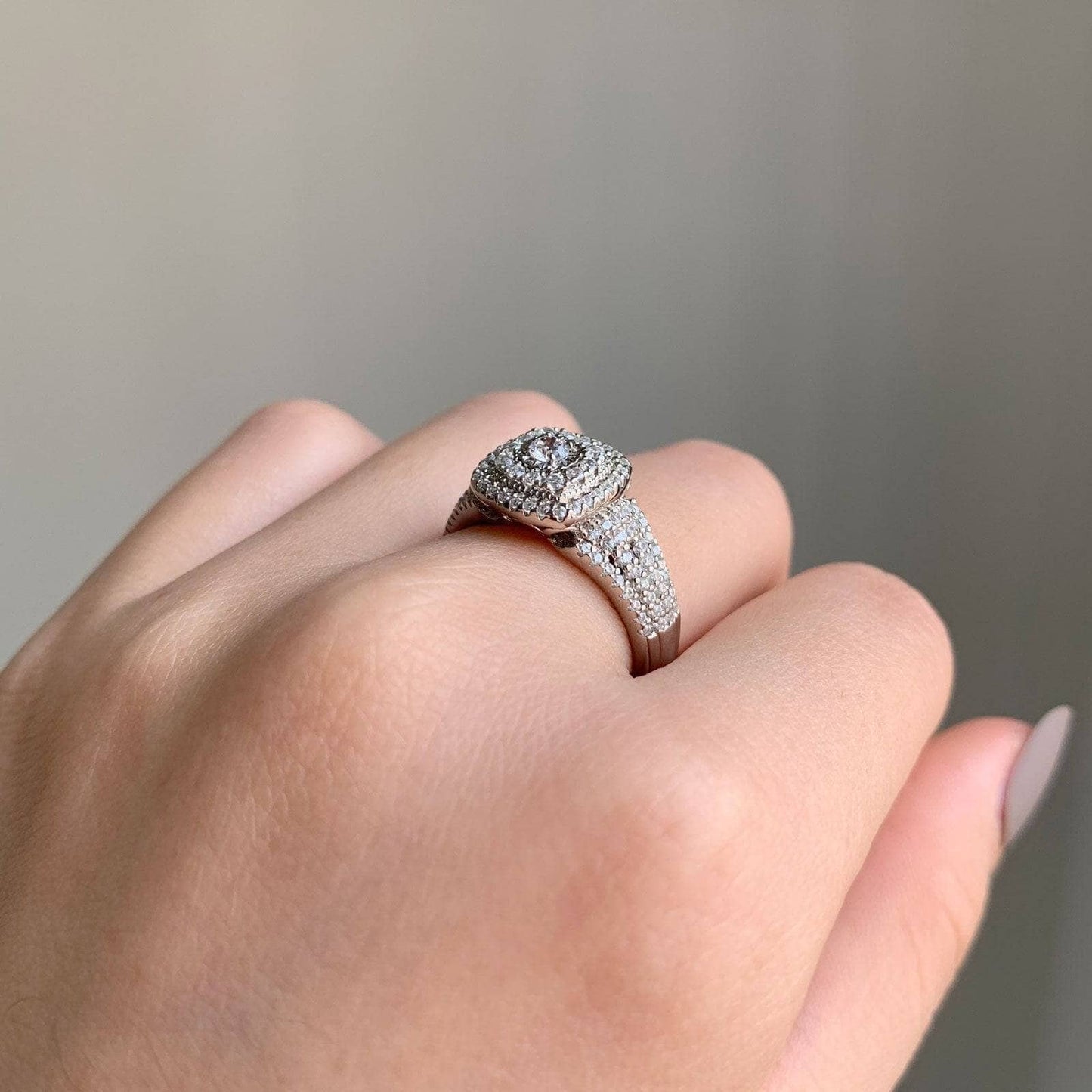 Halo Round Cut Created Diamond Engagement Ring-Black Diamonds New York