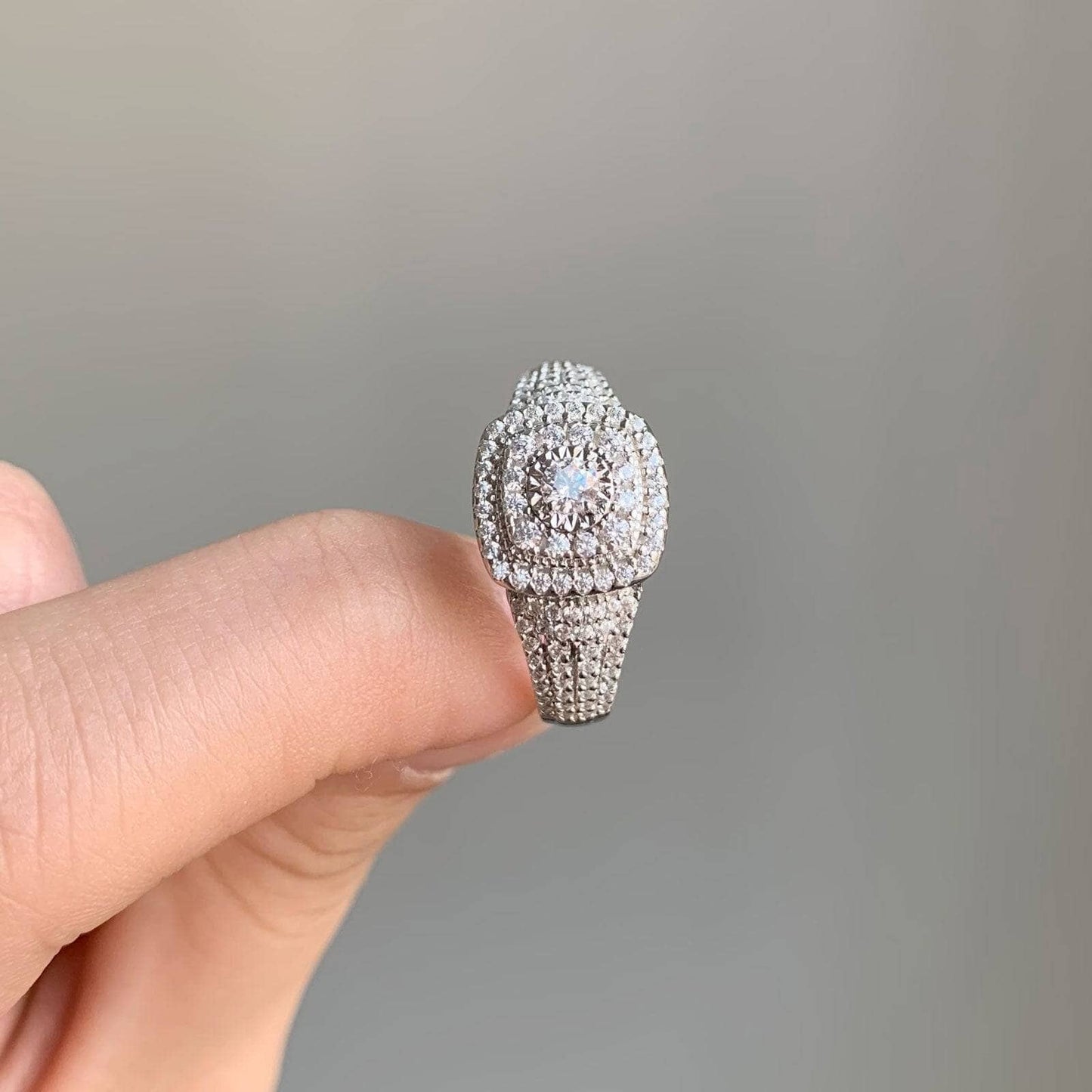 Halo Round Cut Created Diamond Engagement Ring-Black Diamonds New York