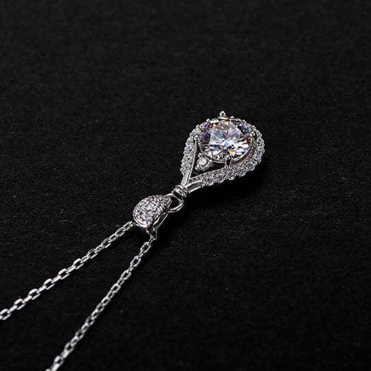 Halo Round Cut Moissanite Pendant Necklace-Black Diamonds New York