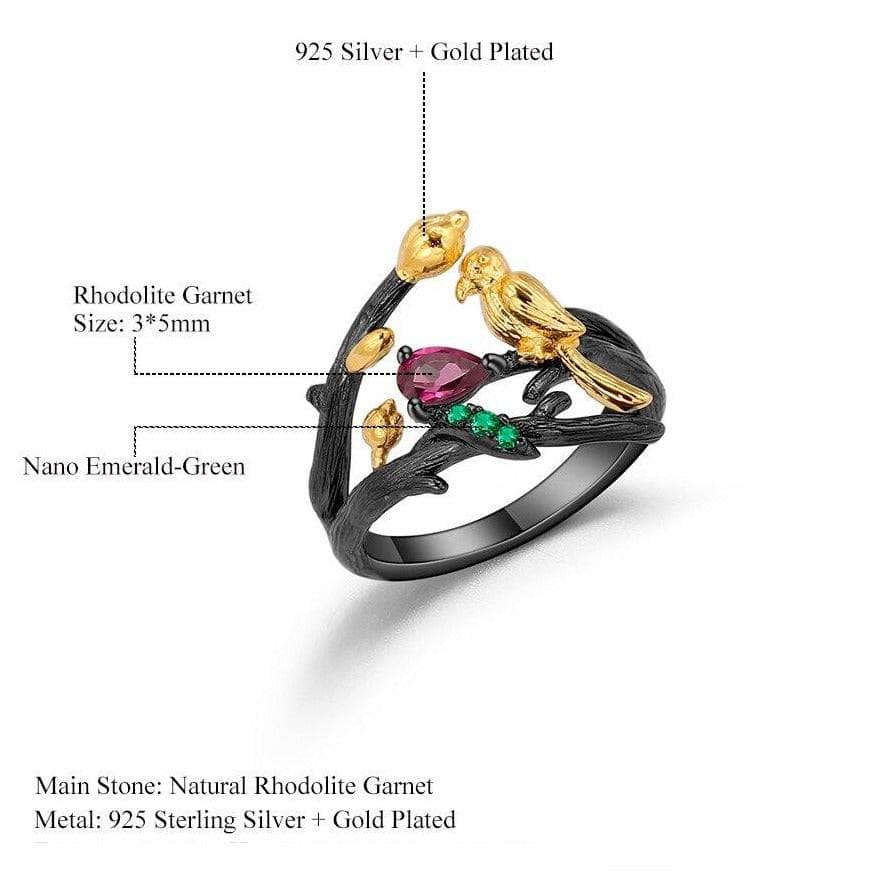 Handmade Adjustable Rhodolite Garnet Rings-Black Diamonds New York