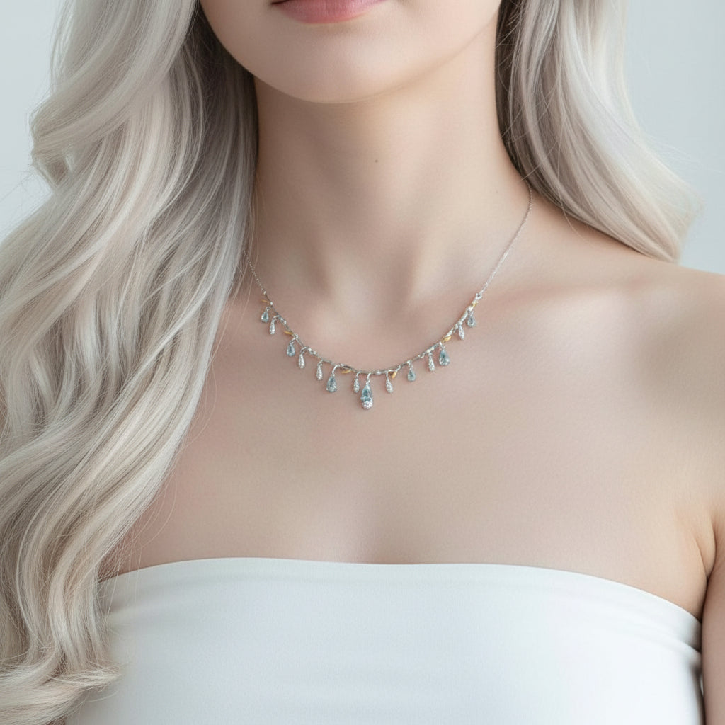 Handmade Flower Bud Gemstone Necklace-Black Diamonds New York