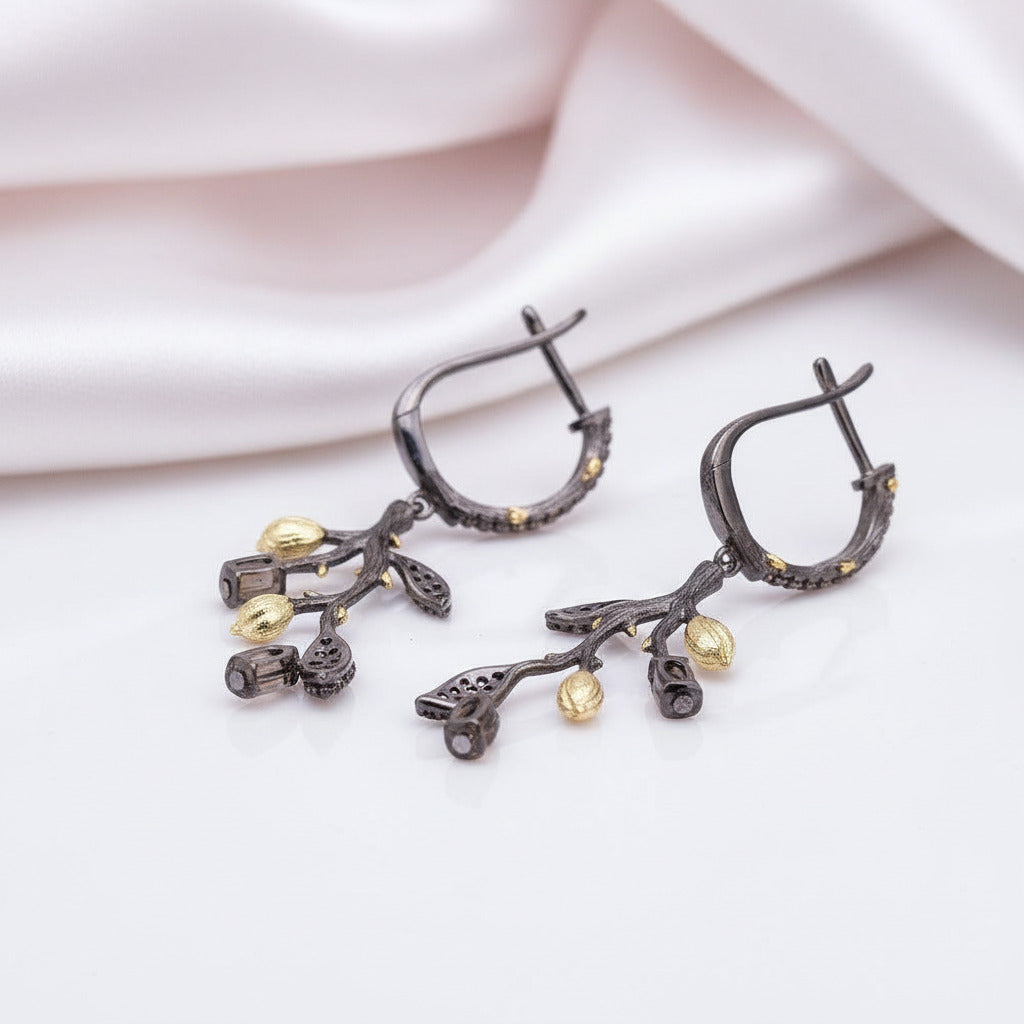 Handmade Smoky Quartz Jewelry Set-Black Diamonds New York