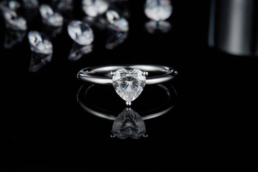 Heart 1.0Ct 6.5mm Moissanite Ring-Black Diamonds New York