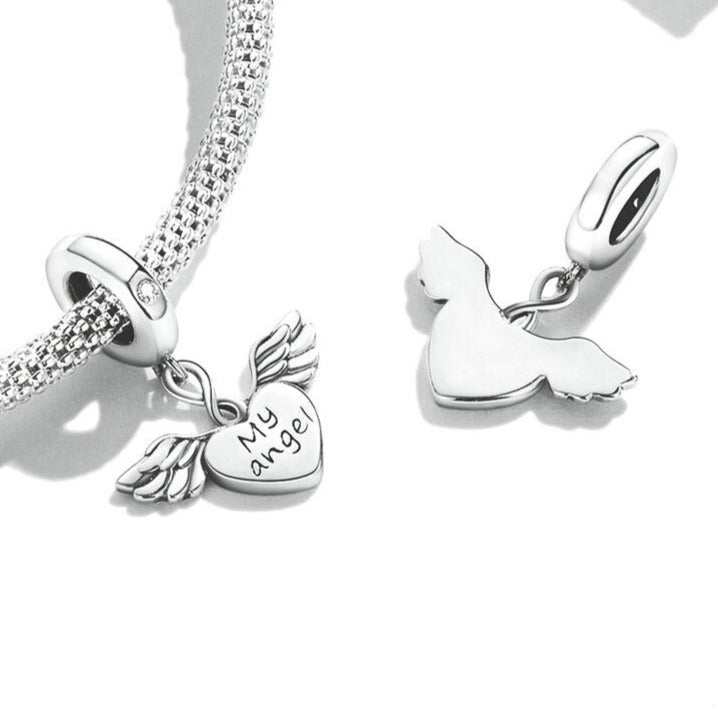 Heart & Angel's Wings Charms