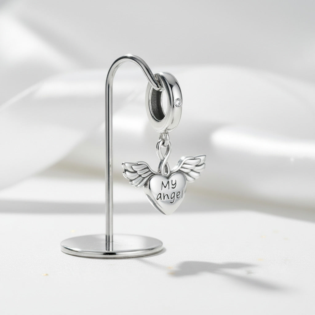 Heart & Angel's Wings Charms-Black Diamonds New York