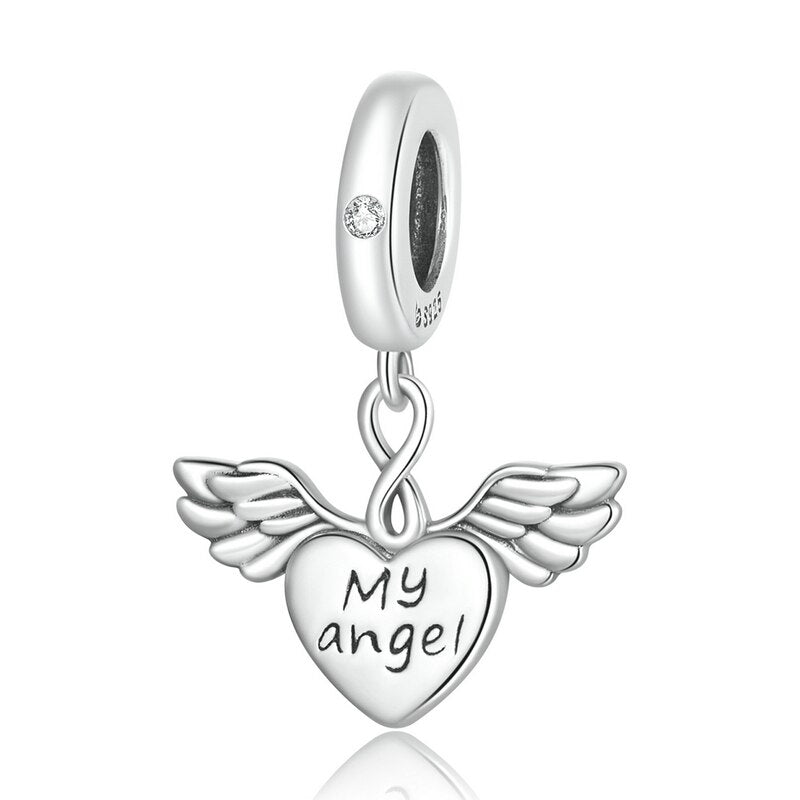 Heart & Angel's Wings Charms-Black Diamonds New York