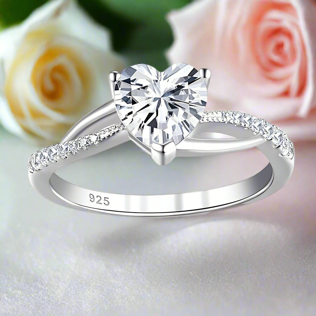 Heart Cut Diamond Twisted Band Engagement Ring-Black Diamonds New York