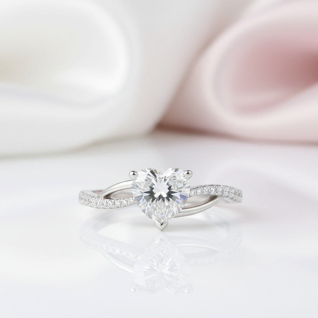 Heart Cut Diamond Option Twisted Band Engagement Ring-Black Diamonds New York