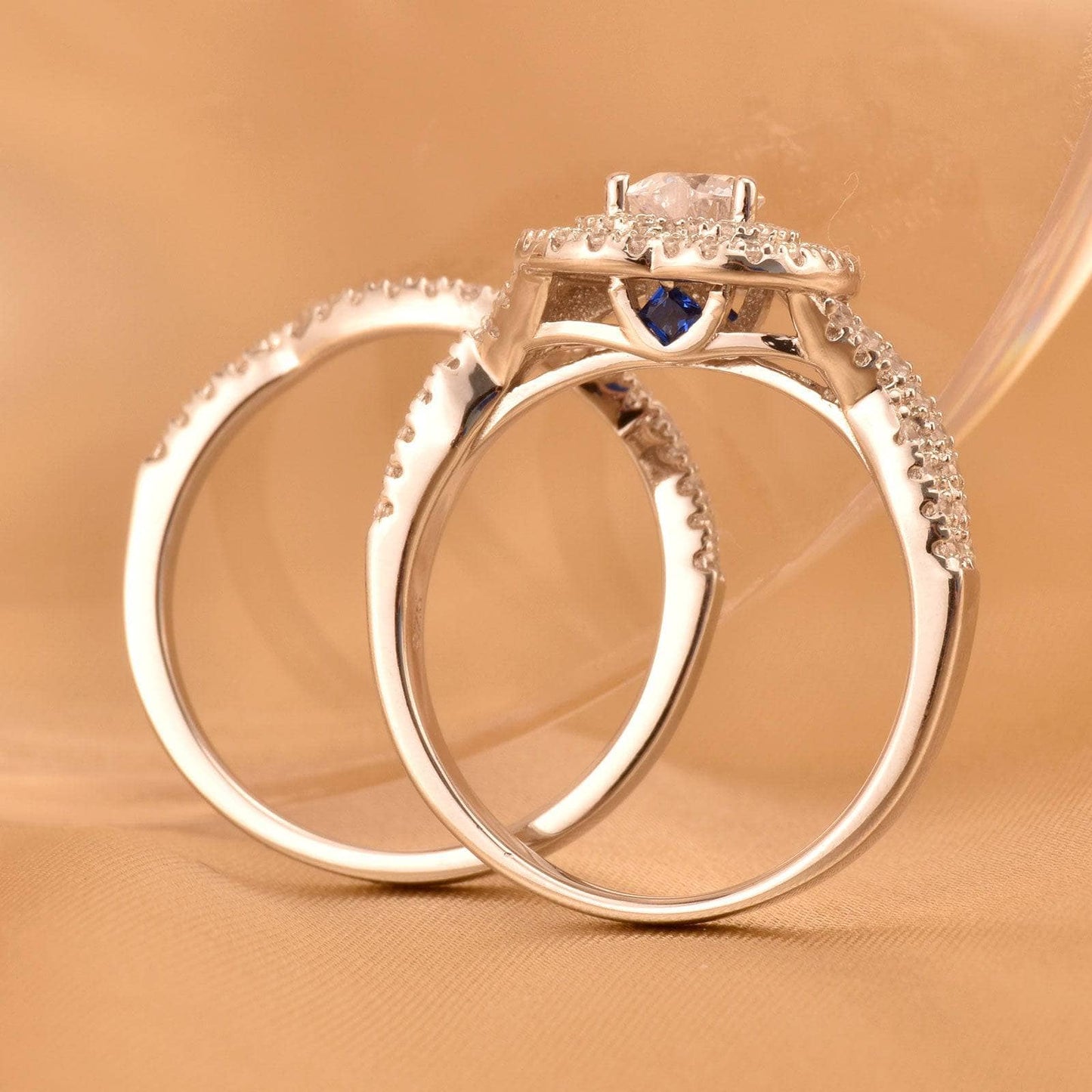 Heart Cut EVN™ Diamond Halo Wedding Ring Set - Black Diamonds New York