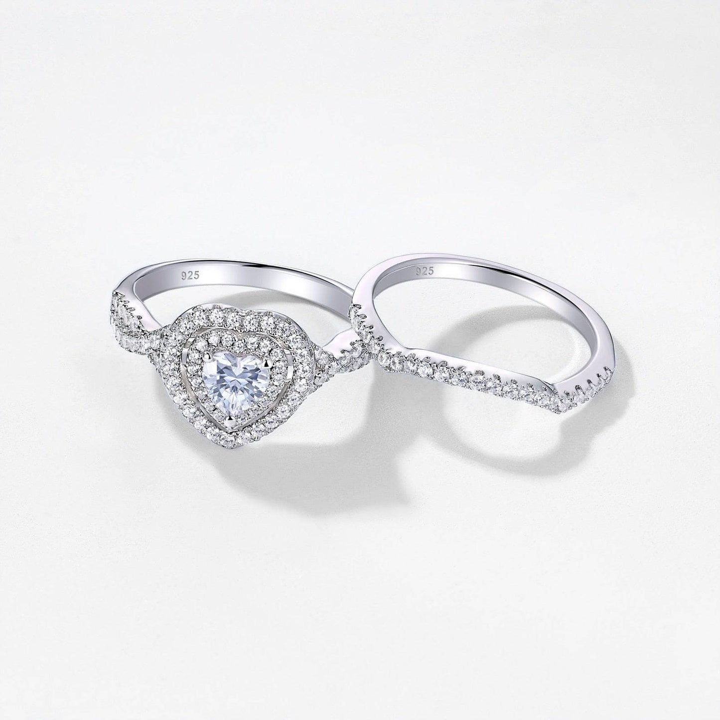 Heart Cut EVN™ Diamond Halo Wedding Ring Set-Black Diamonds New York