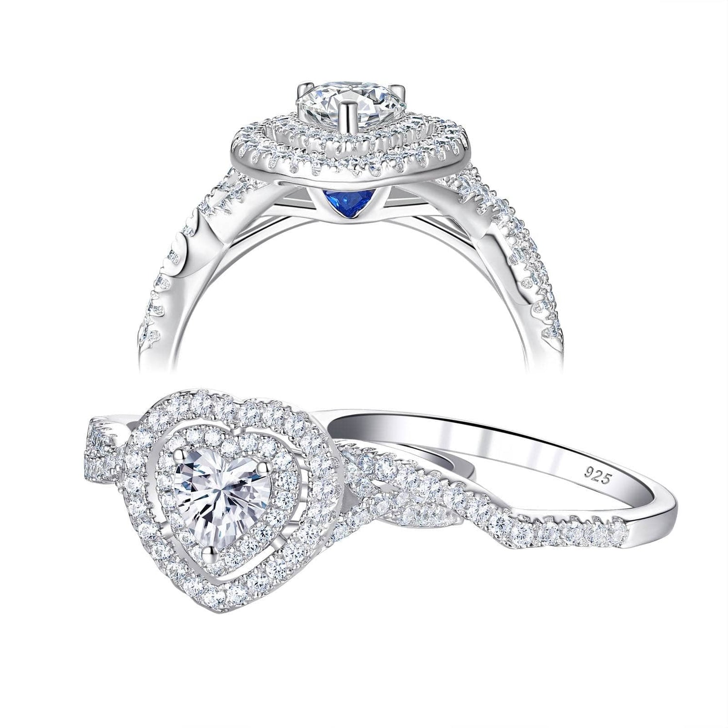 Heart Cut EVN™ Diamond Halo Wedding Ring Set-Black Diamonds New York