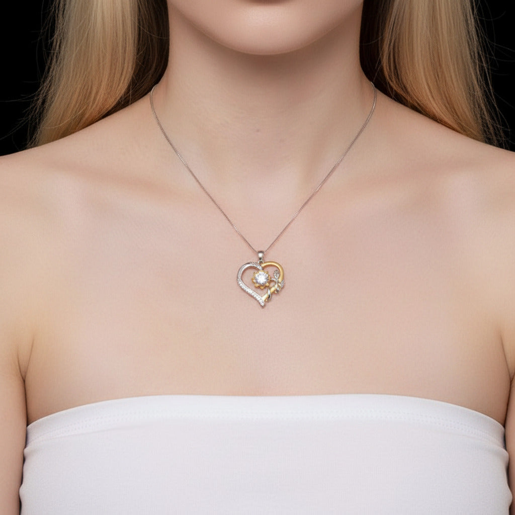 Heart & Flower 1.0 Ct Diamond Necklace-Black Diamonds New York