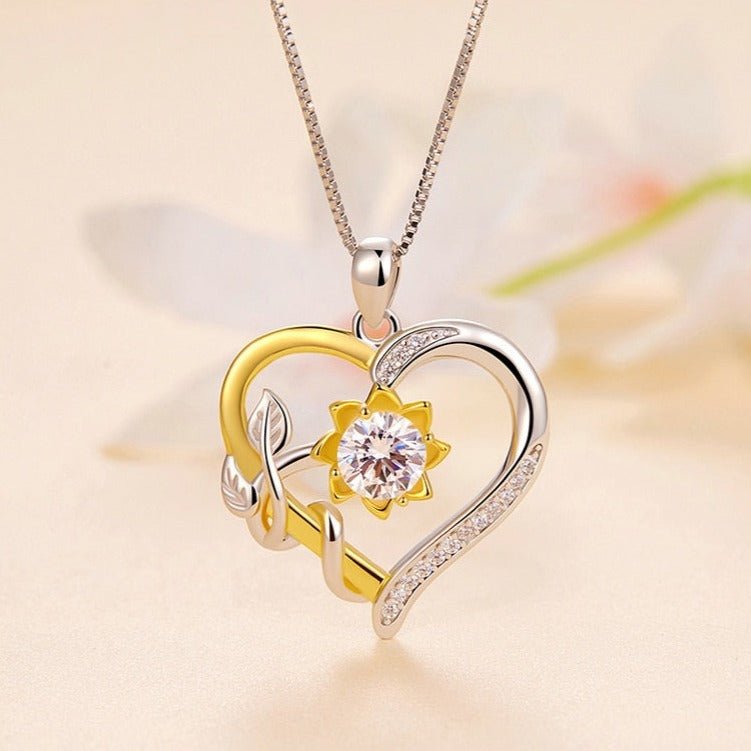 Heart & Flower 1.0ct Moissanite Necklace-Black Diamonds New York