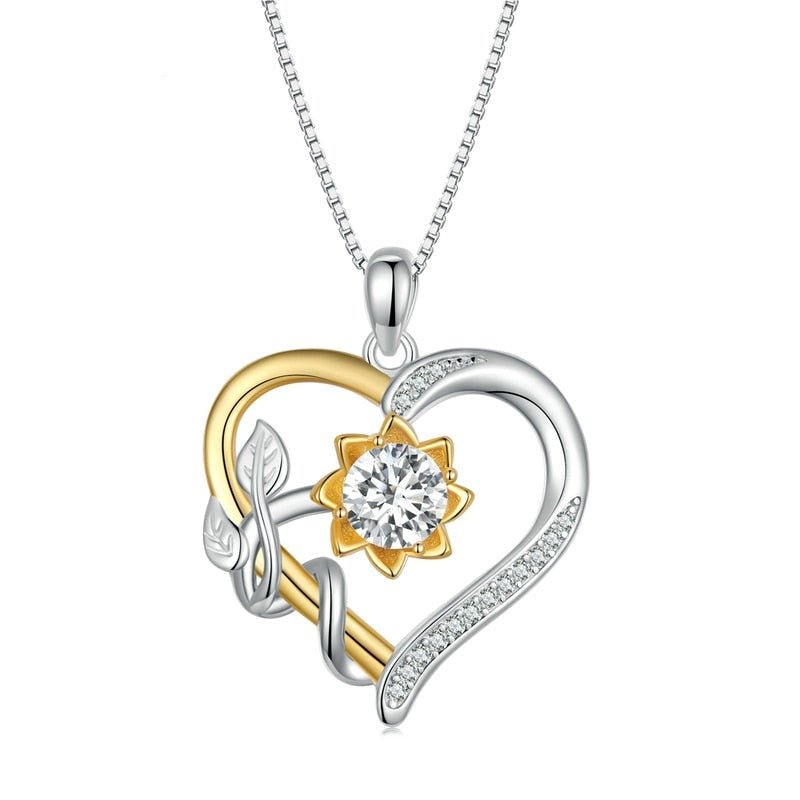 Heart & Flower 1.0ct Moissanite Necklace-Black Diamonds New York