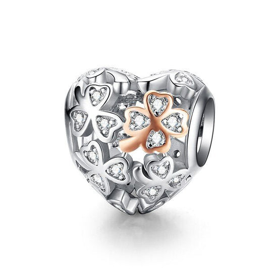 WOSTU Real 925 Sterling Silver Openwork Heart Charm Fit Original Bracelet Pendant Lucky Beads Wedding Fashion Jewelry FIC1248 - Black Diamonds New York