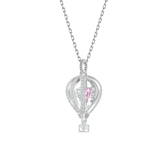Heart Hot Air Balloon Shape Necklace-Black Diamonds New York