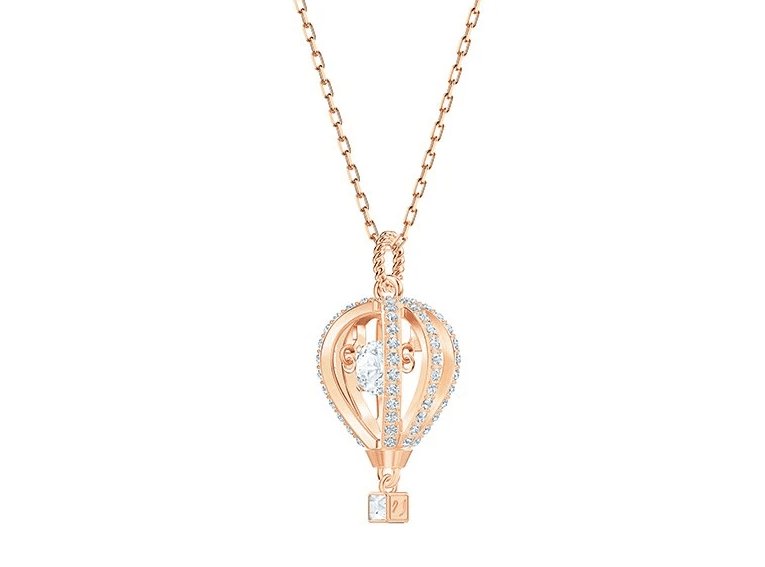 Heart Hot Air Balloon Shape Necklace - Black Diamonds New York