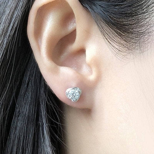 Heart Moissanite Diamond Stud Earrings - Black Diamonds New York
