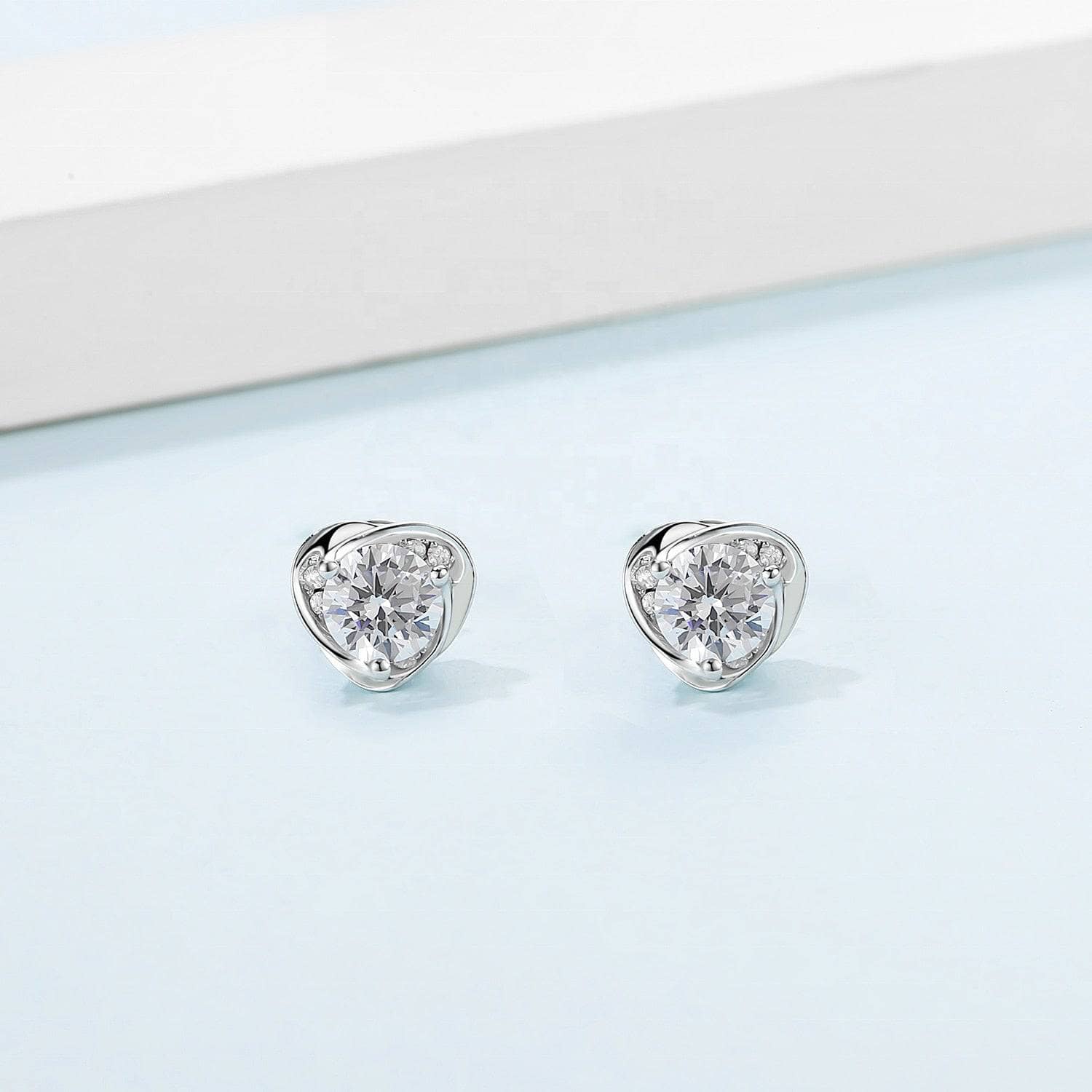 Heart Moissanite Diamond Stud Earrings-Black Diamonds New York