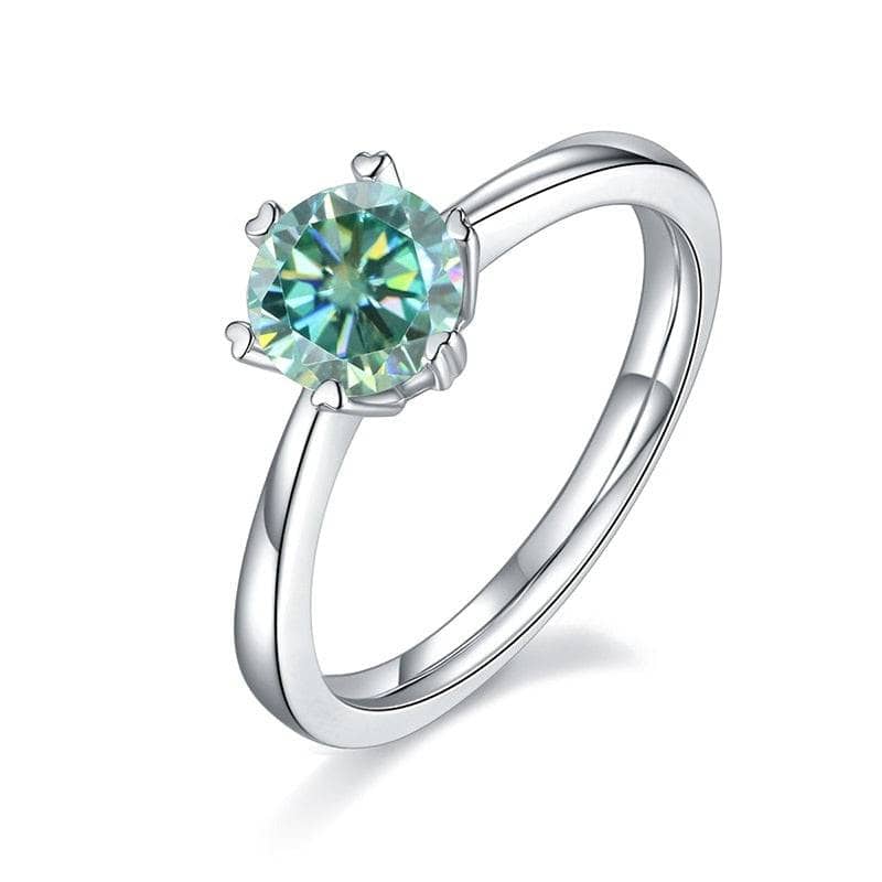 Heart Prong Round Green Diamond Solitaire Engagement Ring-Black Diamonds New York