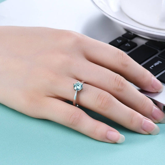 Heart Prong Round Green Moissanite Solitaire Engagement Ring-Black Diamonds New York