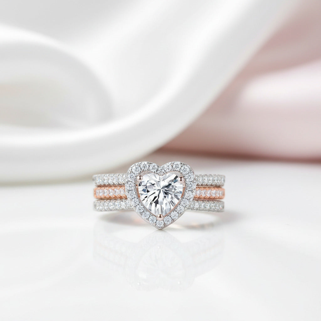 Heart Shape Diamond Option Two Tone Engagement Ring-Black Diamonds New York