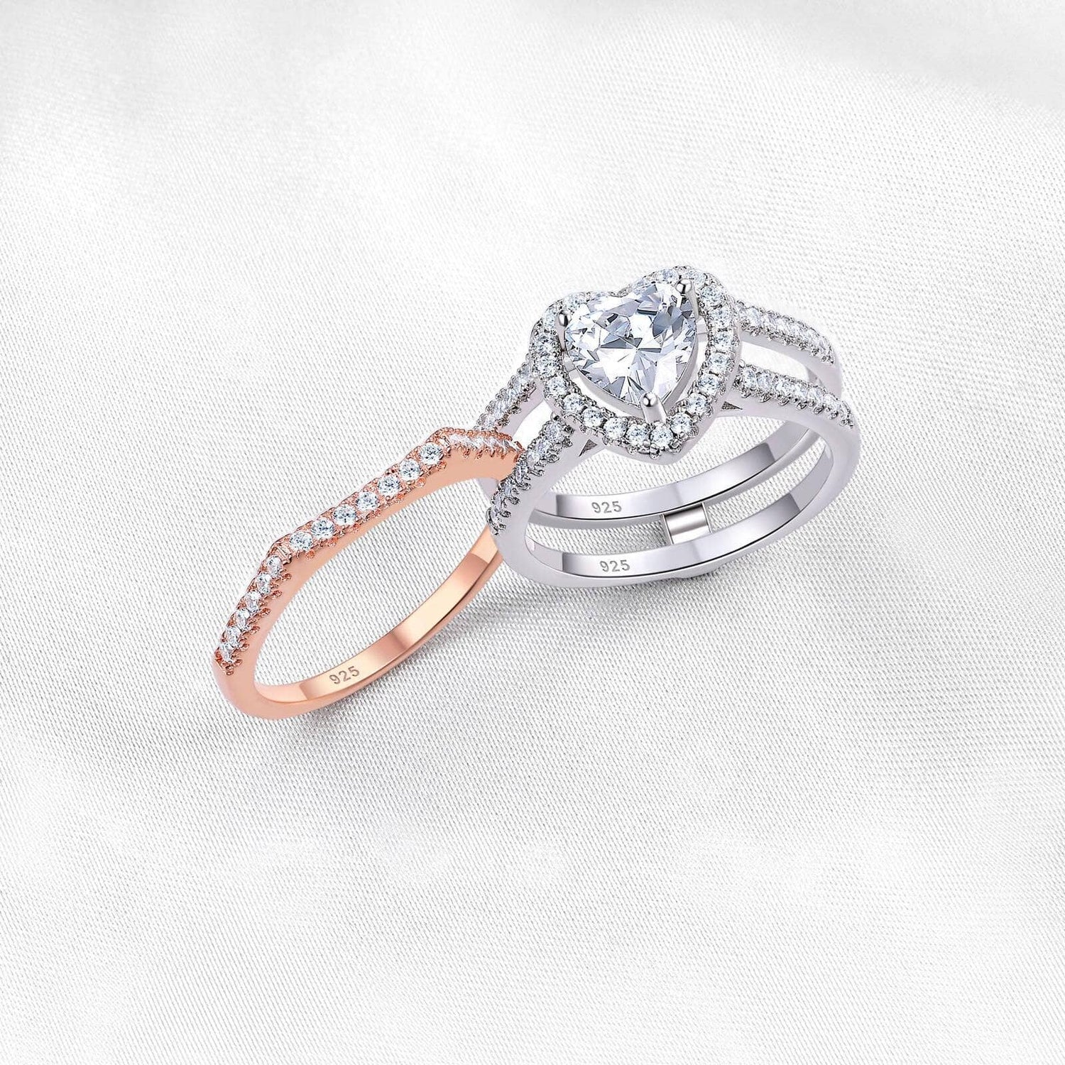Heart Shape Created Diamond Two Tone Engagement Ring-Black Diamonds New York