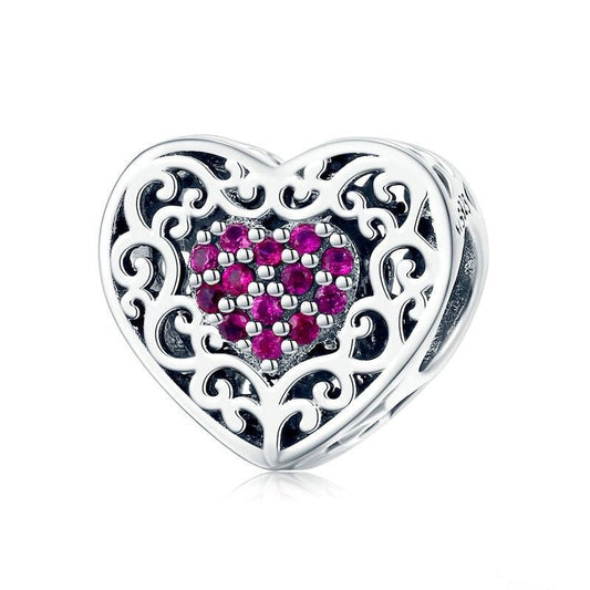WOSTU Heart Shape Beads Charms 100% 925 Sterling Silver Fit Original Bracelet Pendants DIY Necklace Wedding Lover Jewelry - Black Diamonds New York