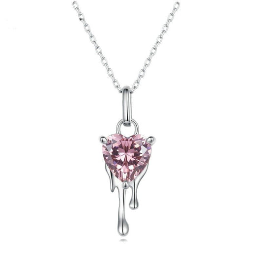 Heart-Shaped Created Diamond with Melting Design Necklace-Black Diamonds New York