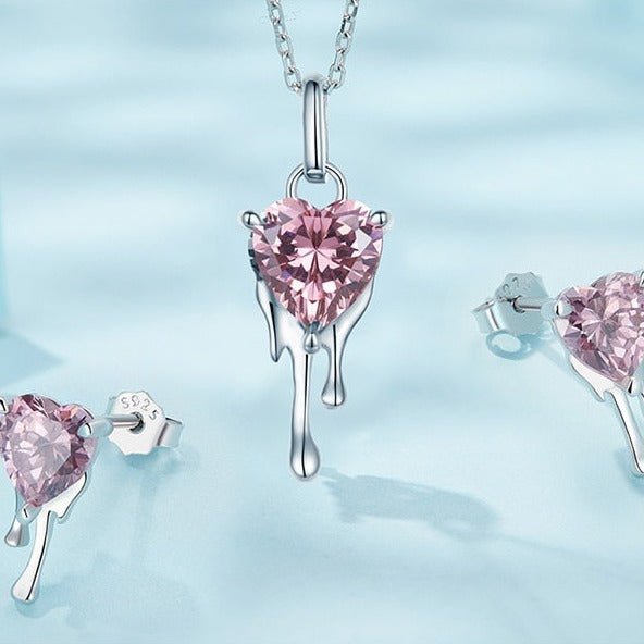 Heart-Shaped EVN Stone with Melting Design Necklace-Black Diamonds New York