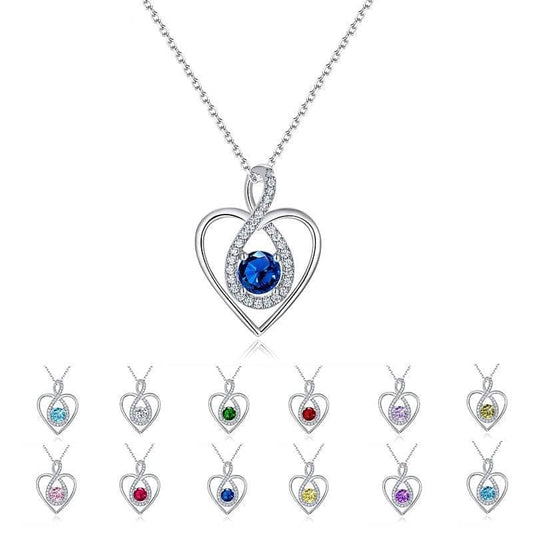 Heart Shaped Gemstone Necklace with Created Diamonds-Black Diamonds New York