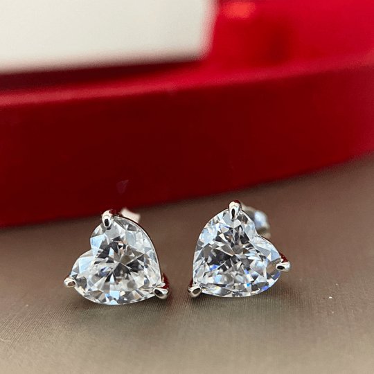Heart Shaped Simulated Diamond Stud Earrings-Black Diamonds New York