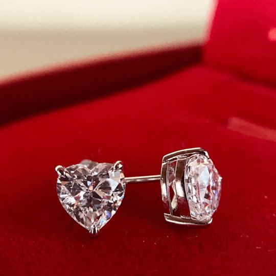 Heart Shaped Simulated Diamond Stud Earrings-Black Diamonds New York