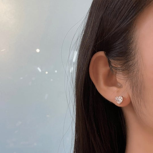 Heart Shaped Simulated Diamond Stud Earrings - Black Diamonds New York