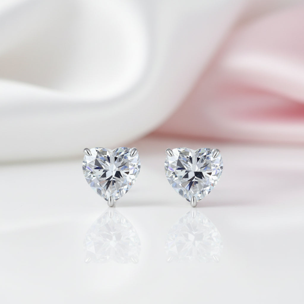 Heart Shaped Simulated Diamond Stud Earrings-Black Diamonds New York